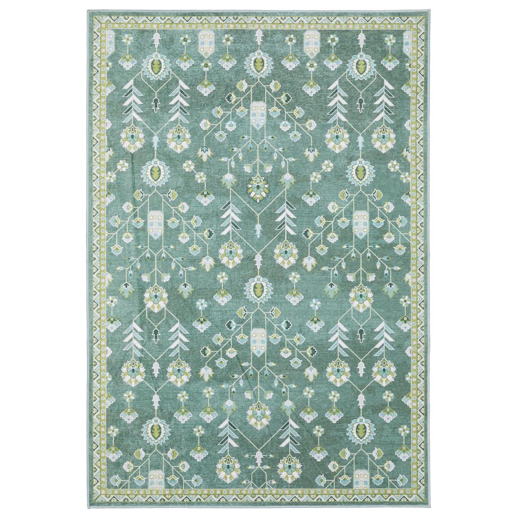 Oriental Weavers Addison ADD08 Teal Rectangle Indoor Area Rug Oriental Pattern-