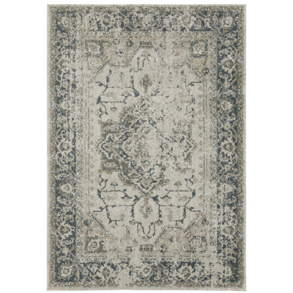Oriental Weavers Alton 002W9 Gray Rectangle Indoor Area Rug - Luxurious Machine Made Rug with Distressed Medallion Design-