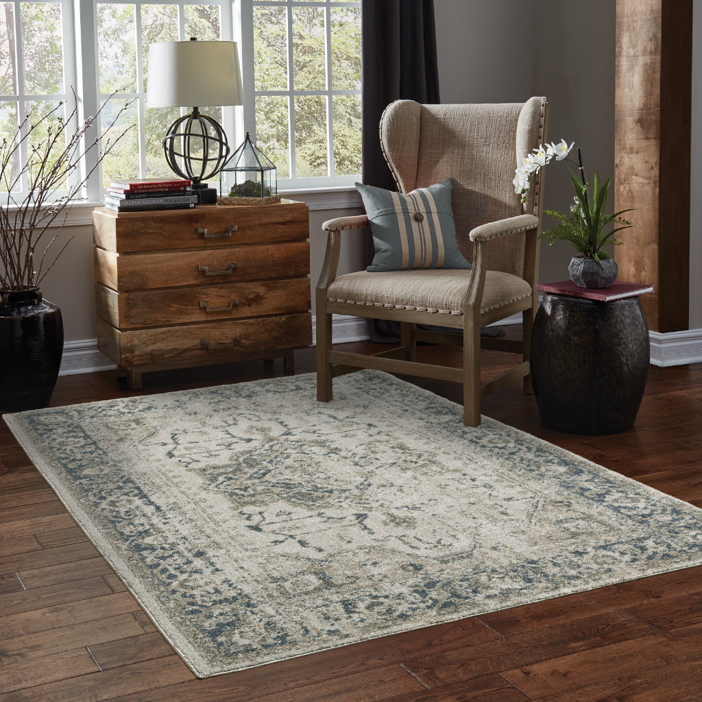 Oriental Weavers Alton 002W9 Gray Rectangle Indoor Area Rug - Luxurious Machine Made Rug with Distressed Medallion Design-