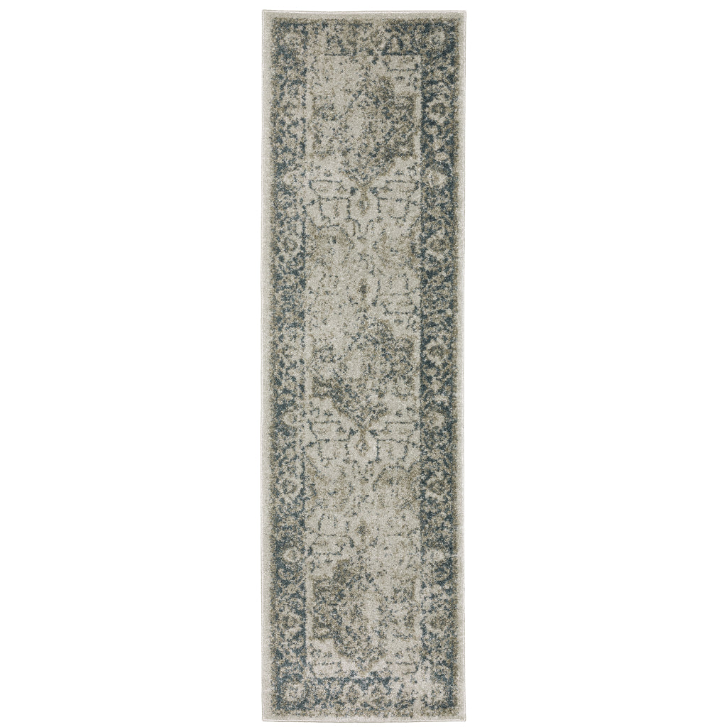 Oriental Weavers Alton 002W9 Gray Rectangle Indoor Runner - Luxurious Machine Made Rug with Distressed Medallion Design-