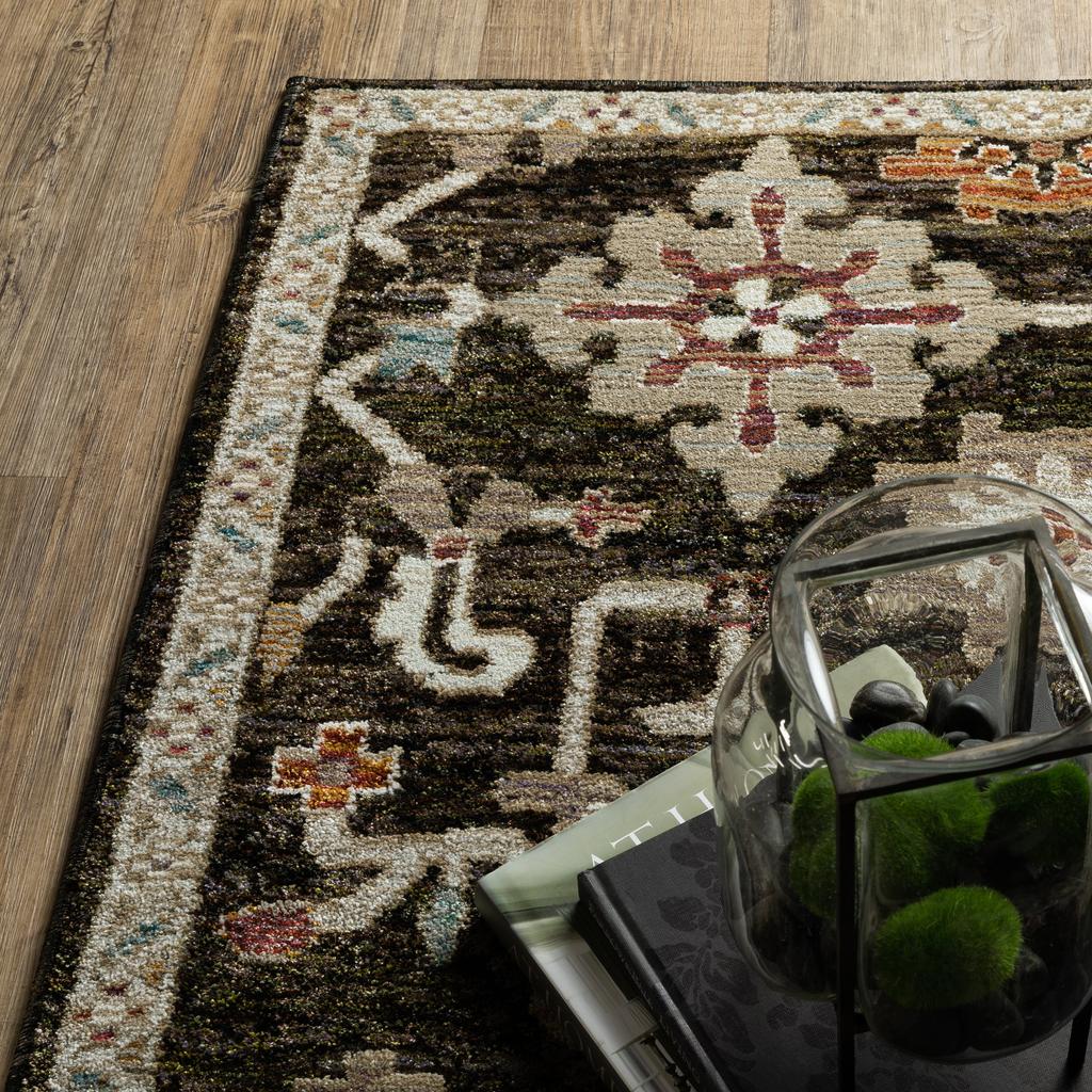 Oriental Weavers Andorra 2396B Brown Rectangle Indoor Runner Oriental Pattern-