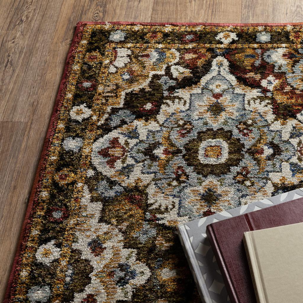 Oriental Weavers Andorra 2408A Red Rectangle Indoor Area Rug Medallion Pattern-