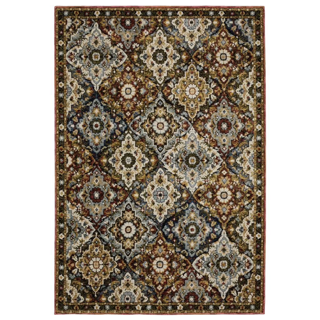 Oriental Weavers Andorra 2408A Red Rectangle Indoor Area Rug Medallion Pattern-