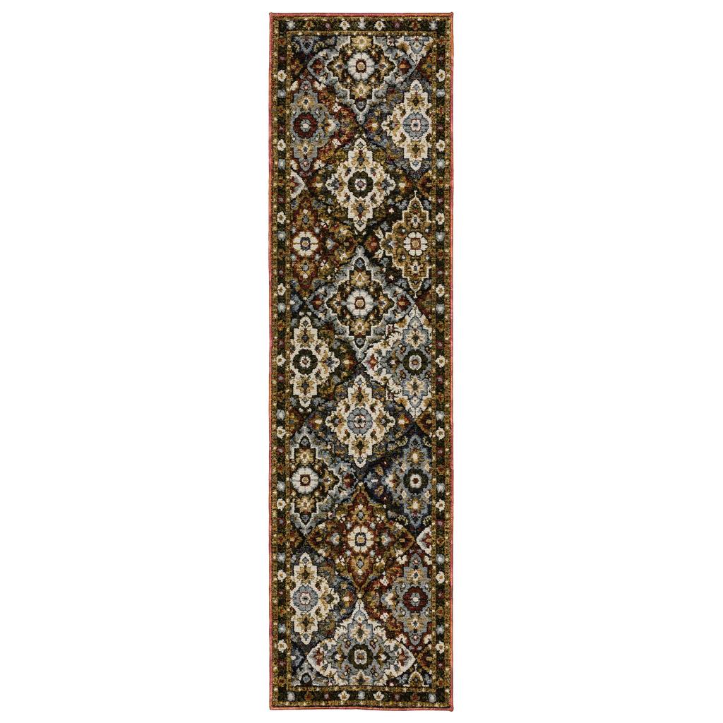 Oriental Weavers Andorra 2408A Red Rectangle Indoor Runner Medallion Pattern-