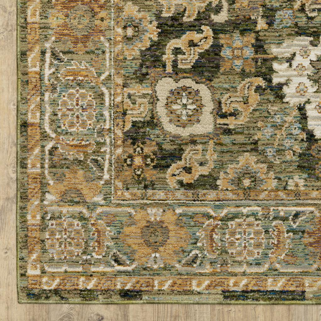 Oriental Weavers Andorra 2417B Green Rectangle Indoor Runner Oriental Pattern-