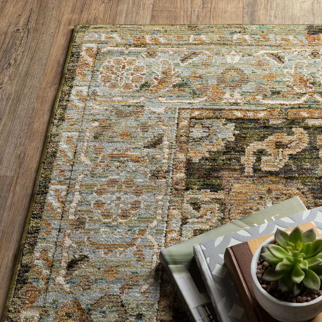 Oriental Weavers Andorra 2417B Green Rectangle Indoor Runner Oriental Pattern-