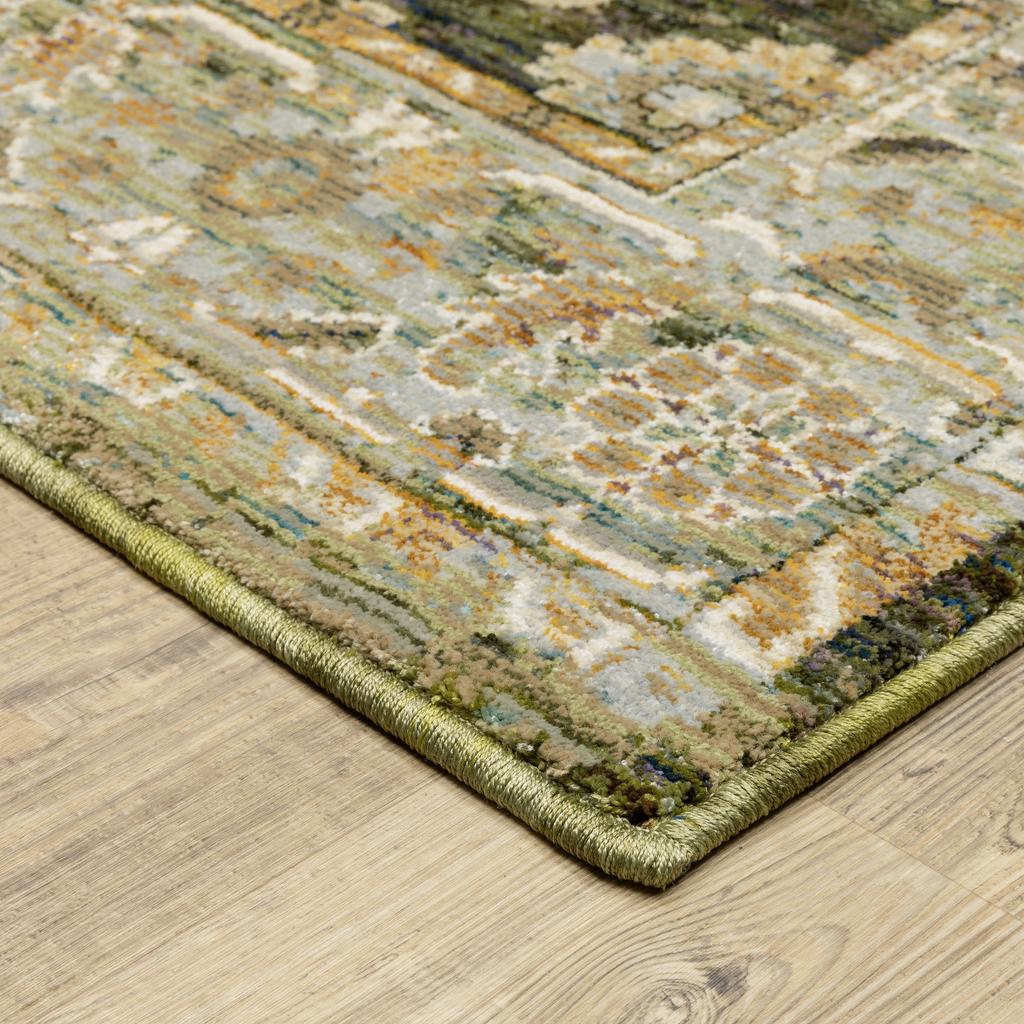 Oriental Weavers Andorra 2417B Green Rectangle Indoor Runner Oriental Pattern-