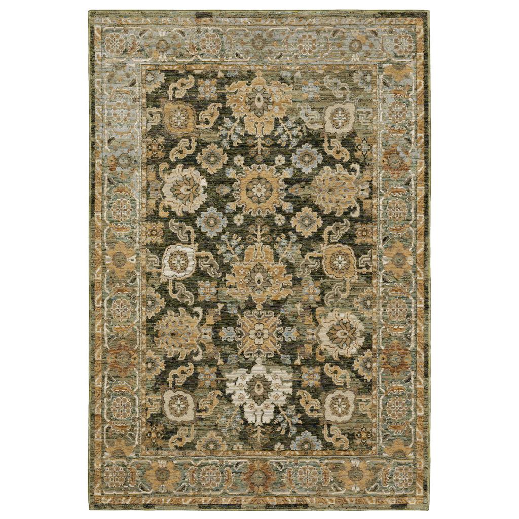 Oriental Weavers Andorra 2417B Green Rectangle Indoor Area Rug Oriental Pattern-