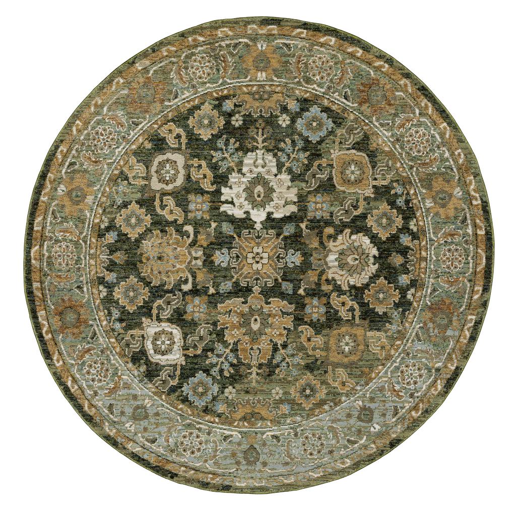 Oriental Weavers Andorra 2417B Green Round Indoor Area Rug Oriental Pattern-