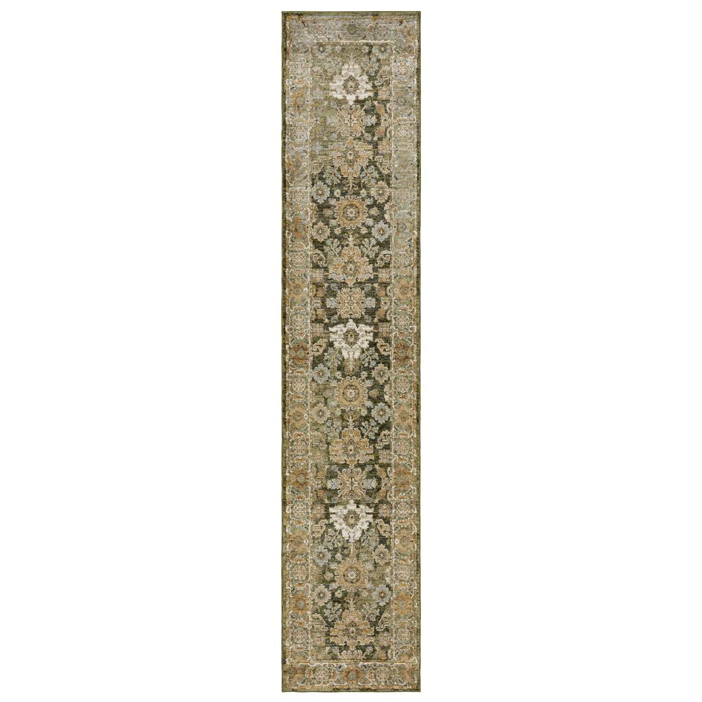 Oriental Weavers Andorra 2417B Green Rectangle Indoor Runner Oriental Pattern-