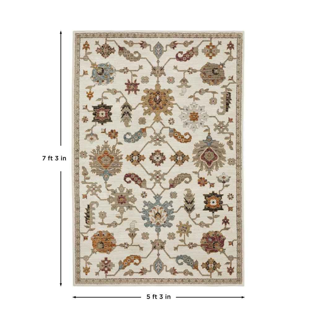 Oriental Weavers Andorra 2419B Ivory Rectangle Indoor Area Rug Oriental Pattern-