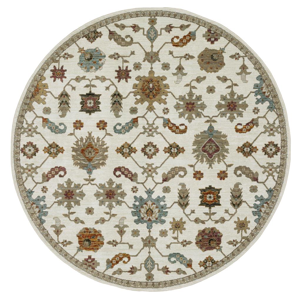 Oriental Weavers Andorra 2419B Ivory Round Indoor Area Rug Oriental Pattern-