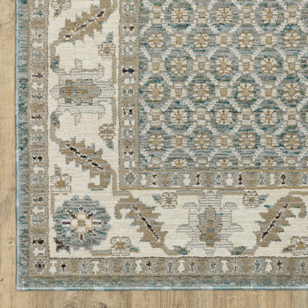 Oriental Weavers Andorra 2429A Blue Rectangle Indoor Runner Oriental Pattern-