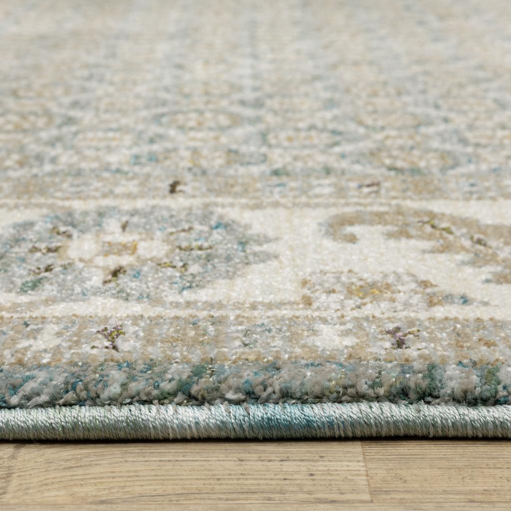 Oriental Weavers Andorra 2429A Blue Rectangle Indoor Runner Oriental Pattern-