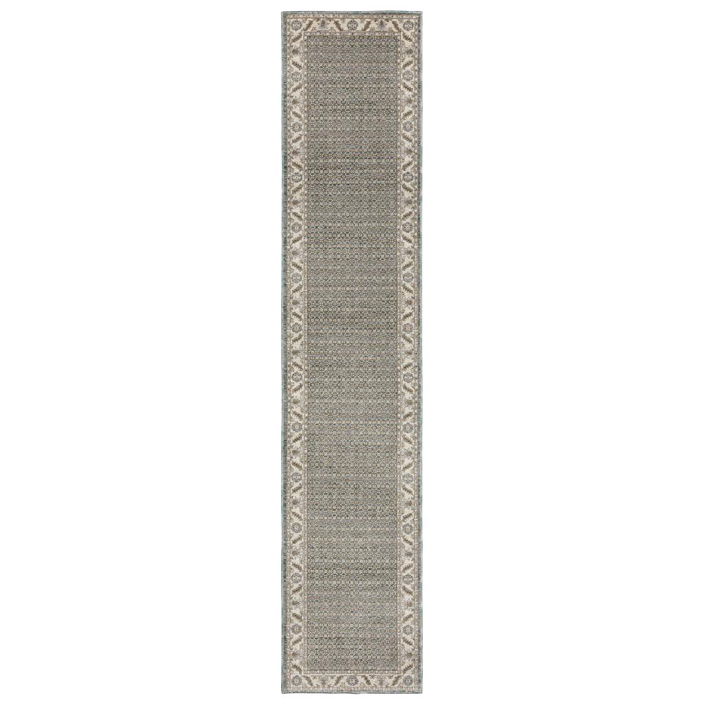 Oriental Weavers Andorra 2429A Blue Rectangle Indoor Runner Oriental Pattern-