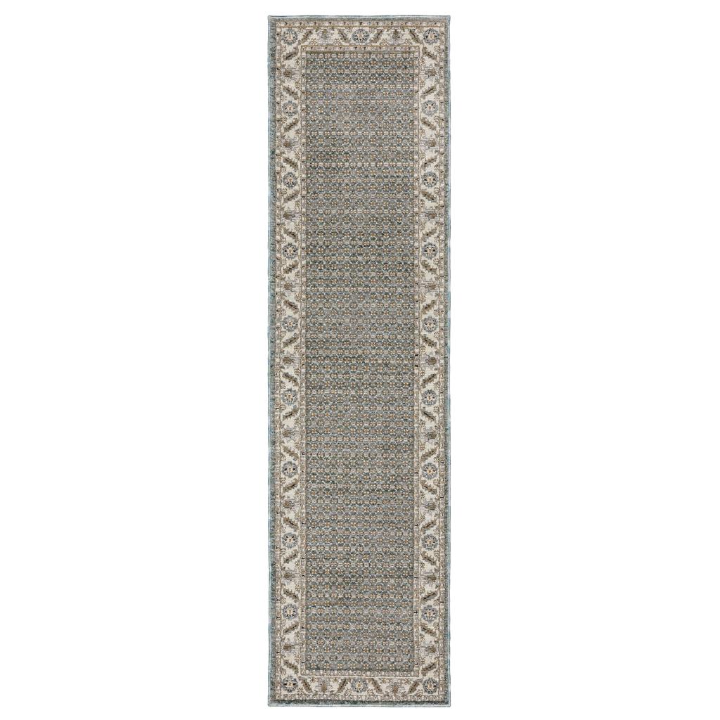 Oriental Weavers Andorra 2429A Blue Rectangle Indoor Runner Oriental Pattern-