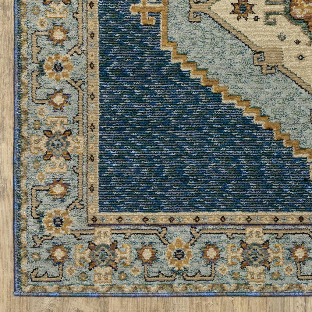 Oriental Weavers Andorra 2430A Blue Rectangle Indoor Area Rug Medallion Pattern-