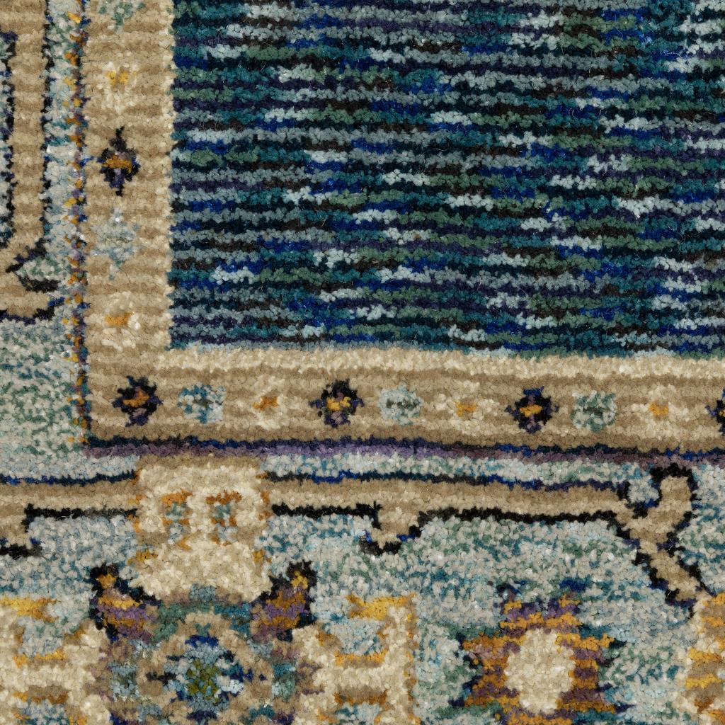Oriental Weavers Andorra 2430A Blue Rectangle Indoor Area Rug Medallion Pattern-