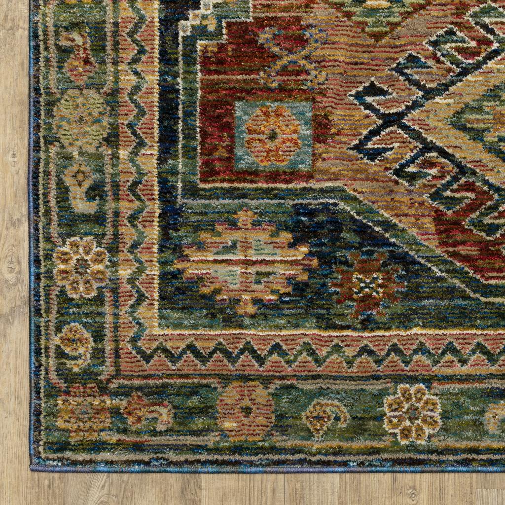 Oriental Weavers Andorra 2442A Blue Rectangle Indoor Runner Tribal Pattern-