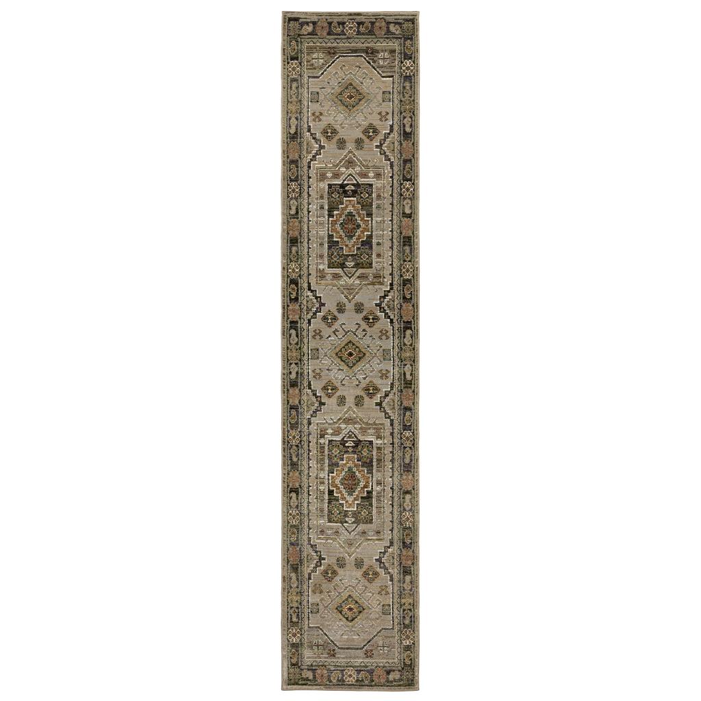 Oriental Weavers Andorra 2442D Grey Rectangle Indoor Runner Tribal Pattern-