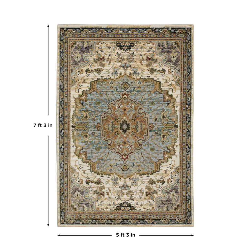 Oriental Weavers Andorra 2451B Ivory Rectangle Indoor Area Rug Oriental Pattern-