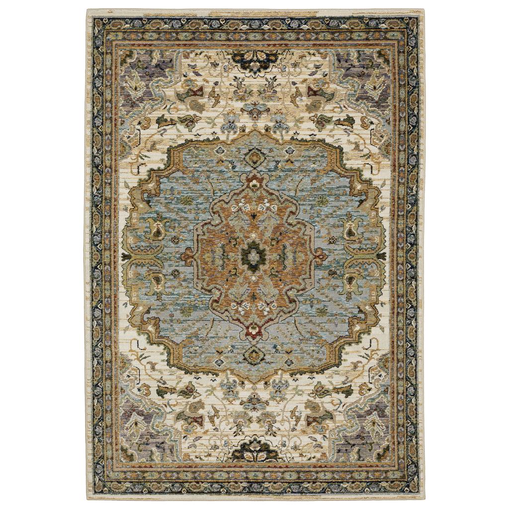 Oriental Weavers Andorra 2451B Ivory Rectangle Indoor Area Rug Oriental Pattern-