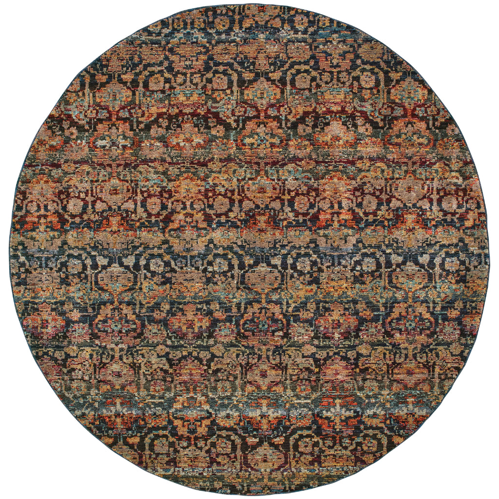 Oriental Weavers Andorra 6836C Multicolor Round Indoor Area Rug - Durable &amp; Stain Resistant Dining Room Rug with Abstract Ombre Design