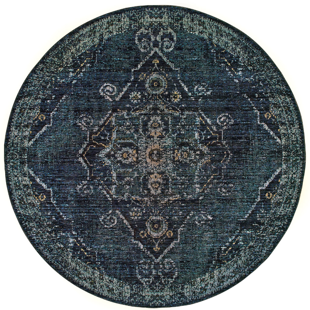 Oriental Weavers Andorra 7135F Multicolor Round Indoor Area Rug - Durable & Stain Resistant Dining Room Rug with Medallion Design-