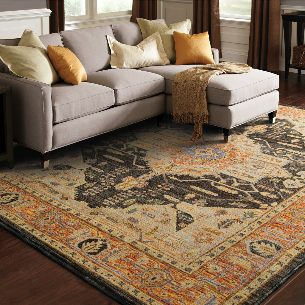 Oriental Weavers Andorra 7138B Multicolor Rectangle Indoor Area Rug - Durable & Stain Resistant Rug with Medallion Design-