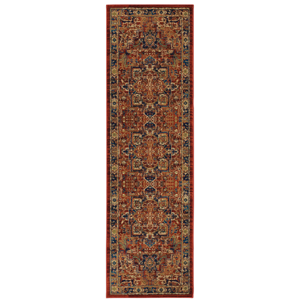 Oriental Weavers Ankara 604R5 Multicolor Rectangle Indoor Runner - Vibrant Stain Resistant Medium Pile Rug with Medallion Design