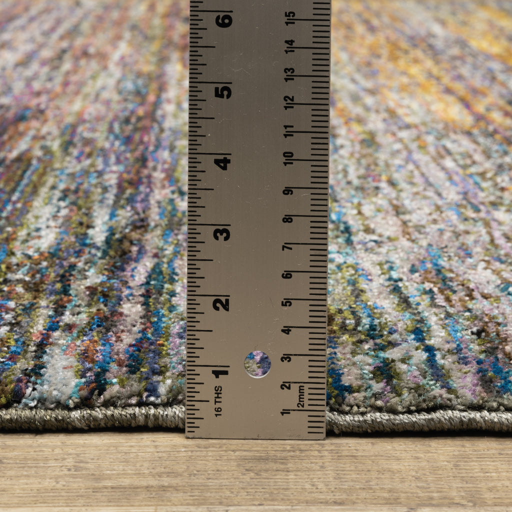 Oriental Weavers Atlas 8037B Multi-Colored Round Indoor Area Rug - Cozy Stain Resistant Machine Woven Rug Made of Nylon & Polypropylene-