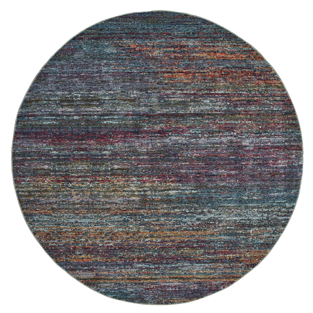 Oriental Weavers Atlas 8037B Multi-Colored Round Indoor Area Rug - Cozy Stain Resistant Machine Woven Rug Made of Nylon & Polypropylene-