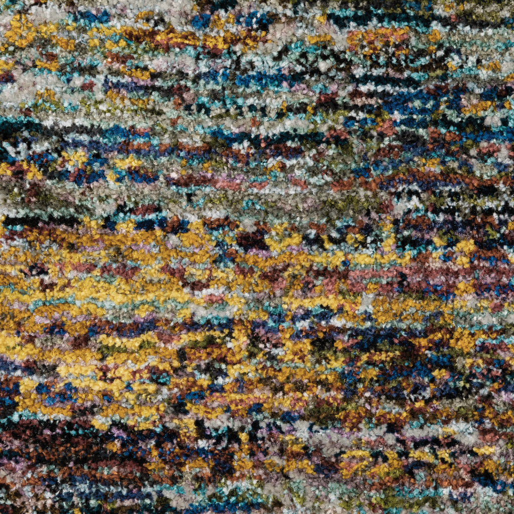 Oriental Weavers Atlas 8037B Multi-Colored Round Indoor Area Rug - Cozy Stain Resistant Machine Woven Rug Made of Nylon & Polypropylene-