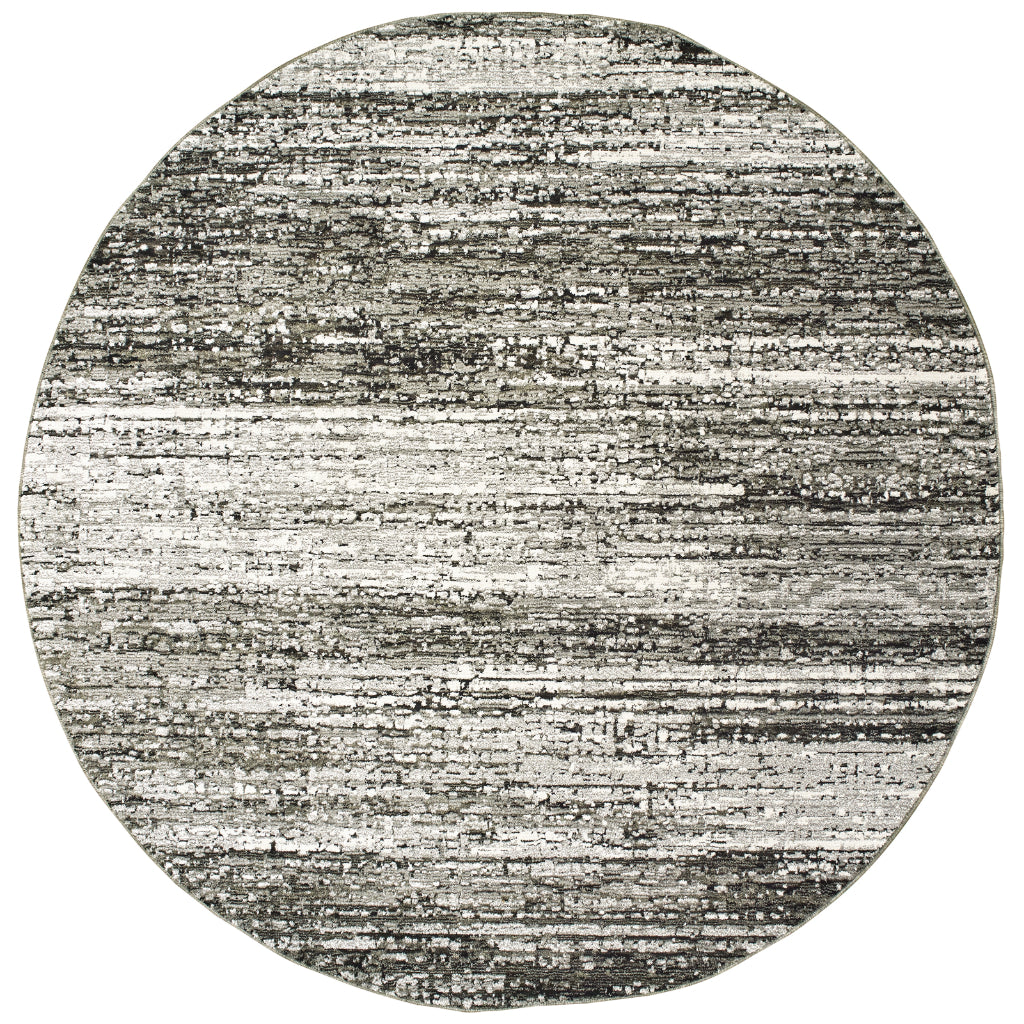Oriental Weavers Atlas 8037G Ash/Charcoal Round Indoor Area Rug - Cozy Stain Resistant Machine Woven Rug Made of Nylon & Polypropylene-