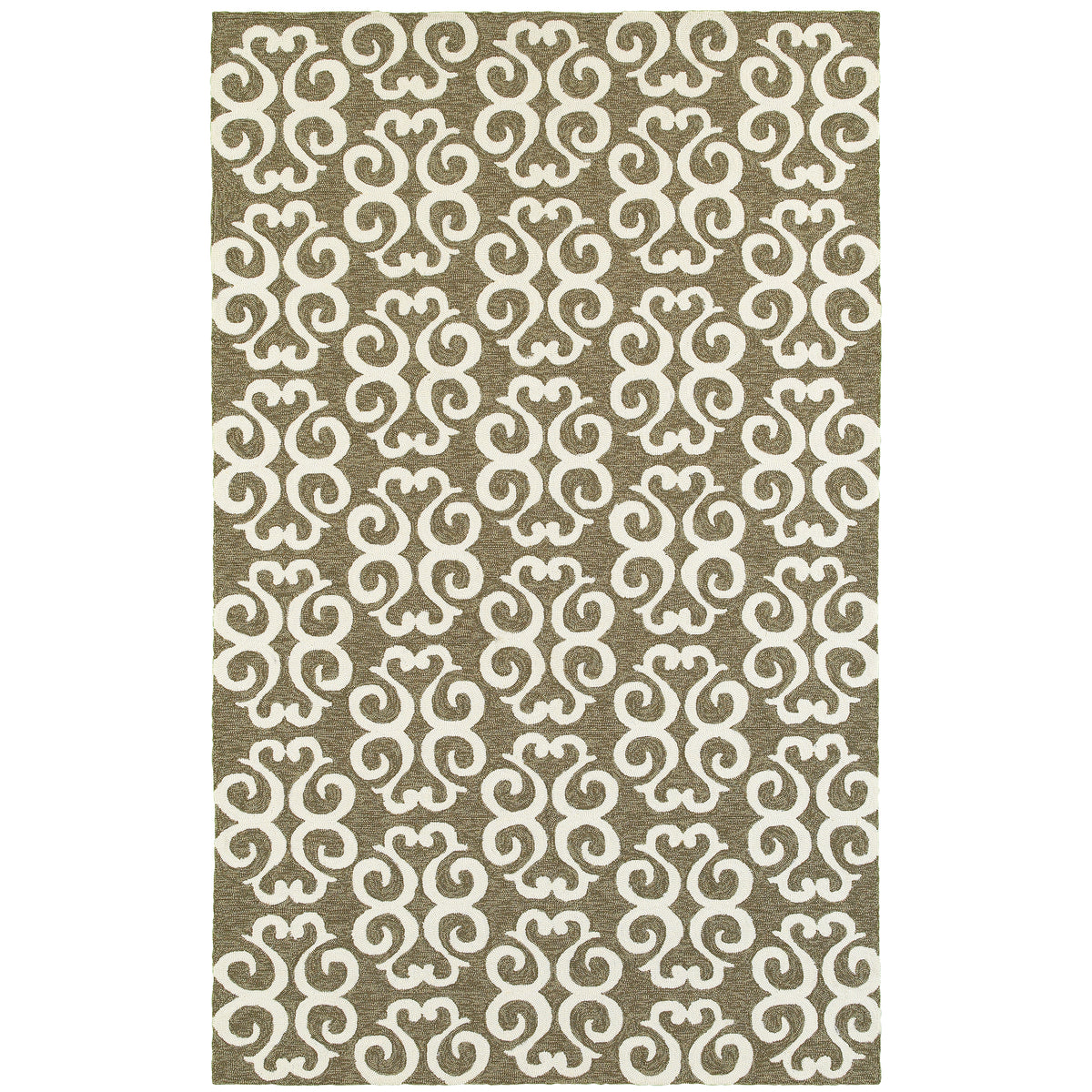 Oriental Weavers Atrium 51108 Brown/Ivory Rectangle Indoor / Outdoor Area Rug - Stain Resistant Handmade Patio Rug