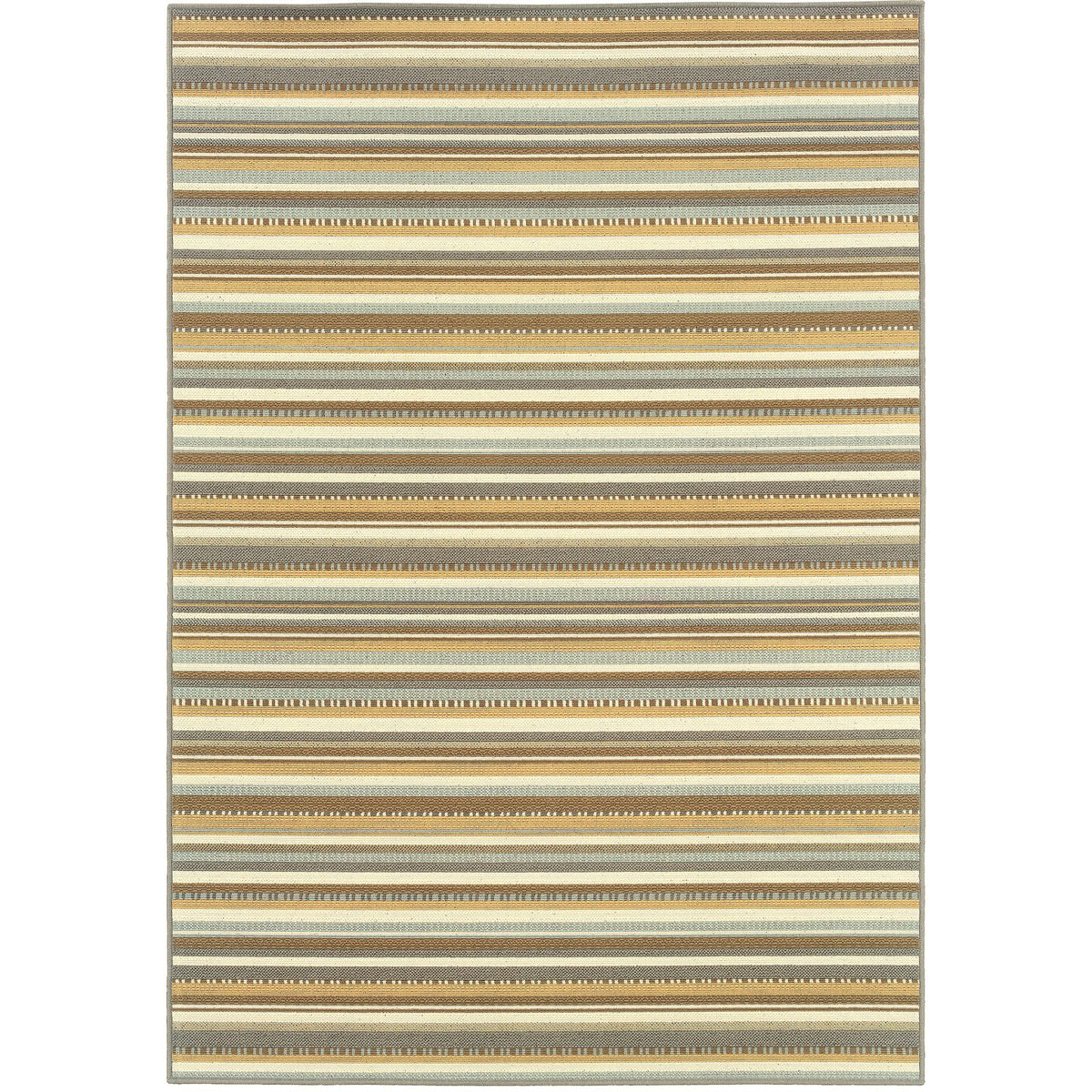 Oriental Weavers Bali 1001J Grey/Gold Rectangle Indoor / Outdoor Area Rug - Trendy Stain Resistant Machine Made Patio Rug with Striped Pattern