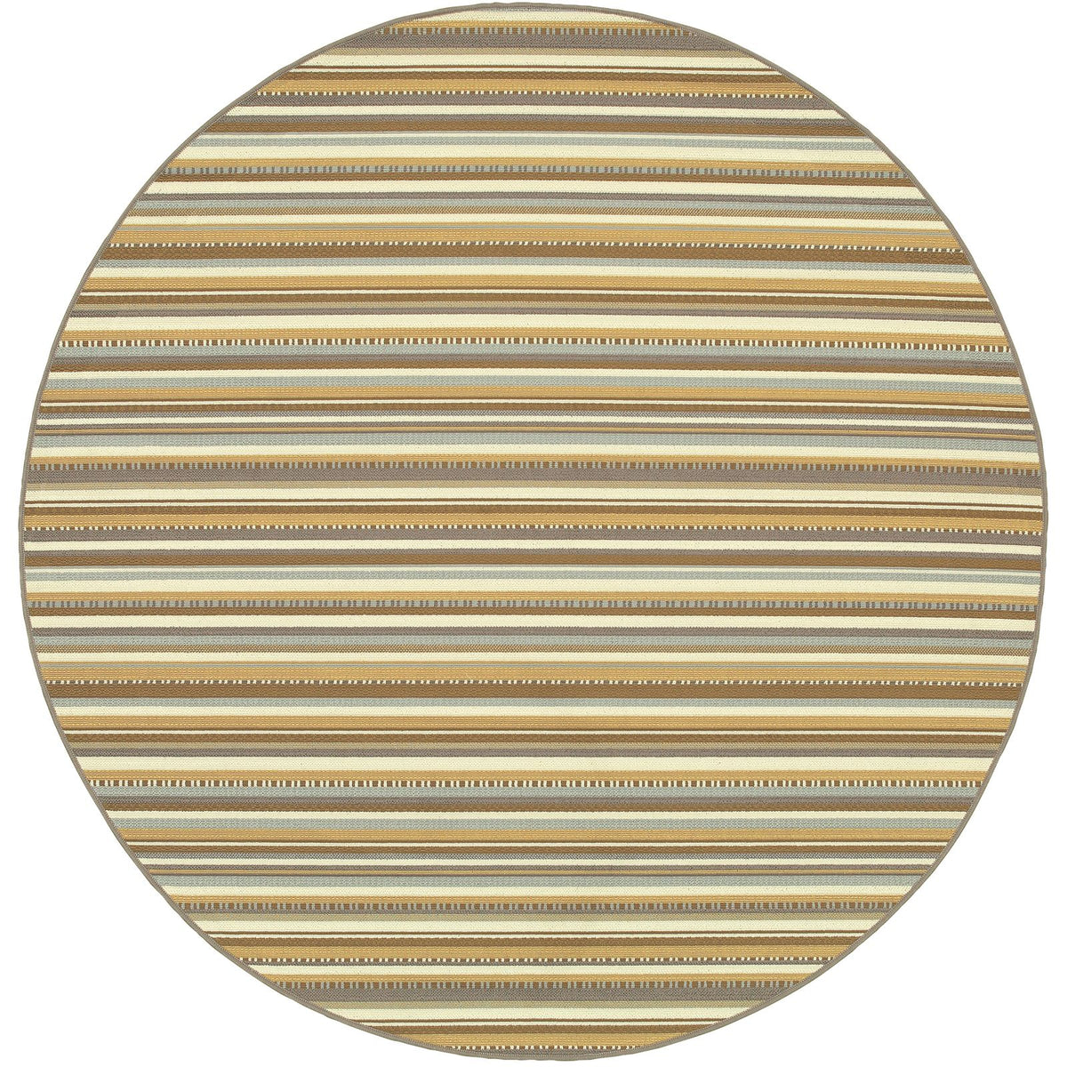 Oriental Weavers Bali 1001J Grey/Gold Round Indoor / Outdoor Area Rug - Trendy Stain Resistant Machine Made Rug for Dining &amp; Living Spaces