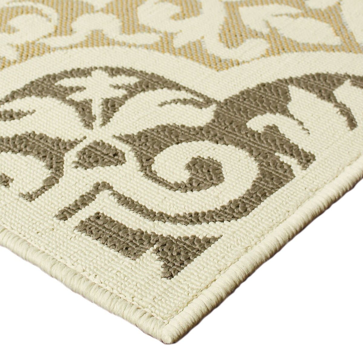 Oriental Weavers Bali 4904W Ivory/Grey Rectangle Indoor / Outdoor Area Rug - Trendy Stain Resistant Machine Made Patio Rug with Floral Pattern