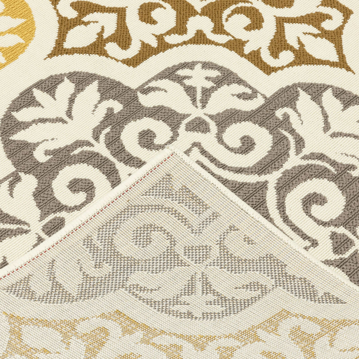 Oriental Weavers Bali 4904W Ivory/Grey Rectangle Indoor / Outdoor Runner - Trendy Stain Resistant Machine Made Entryway &amp; Hallway Runner with Floral Pattern