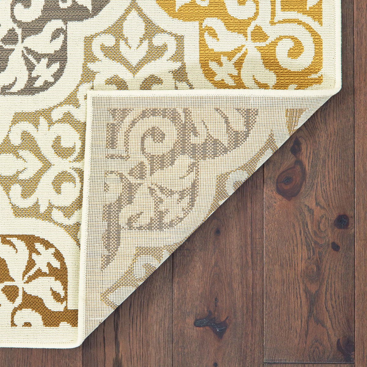 Oriental Weavers Bali 4904W Ivory/Grey Rectangle Indoor / Outdoor Runner - Trendy Stain Resistant Machine Made Entryway &amp; Hallway Runner with Floral Pattern