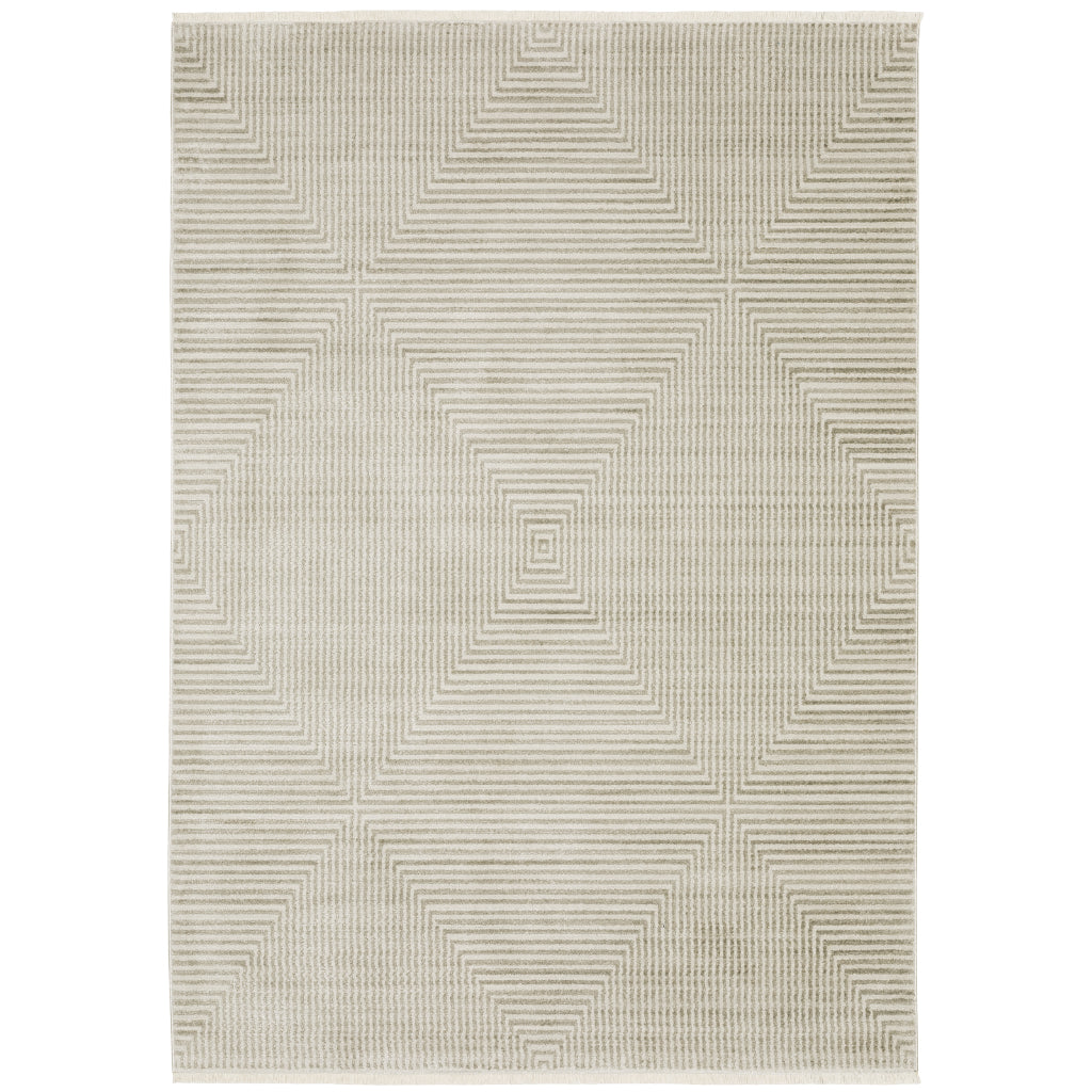 Oriental Weavers Bauer 4150E Beige Rectangle Indoor Area Rug - Stain Resistant Modern Rug with Geometric Design-