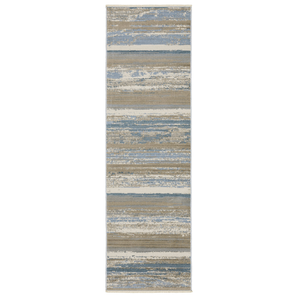 Oriental Weavers Bauer 042L2 Multicolor Rectangle Indoor Runner - Stain Resistant Modern Rug with Stripe Design