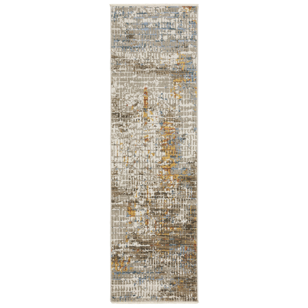 Oriental Weavers Bauer 005E2 Multicolor Rectangle Indoor Runner - Stain Resistant Modern Rug with Abstract Design