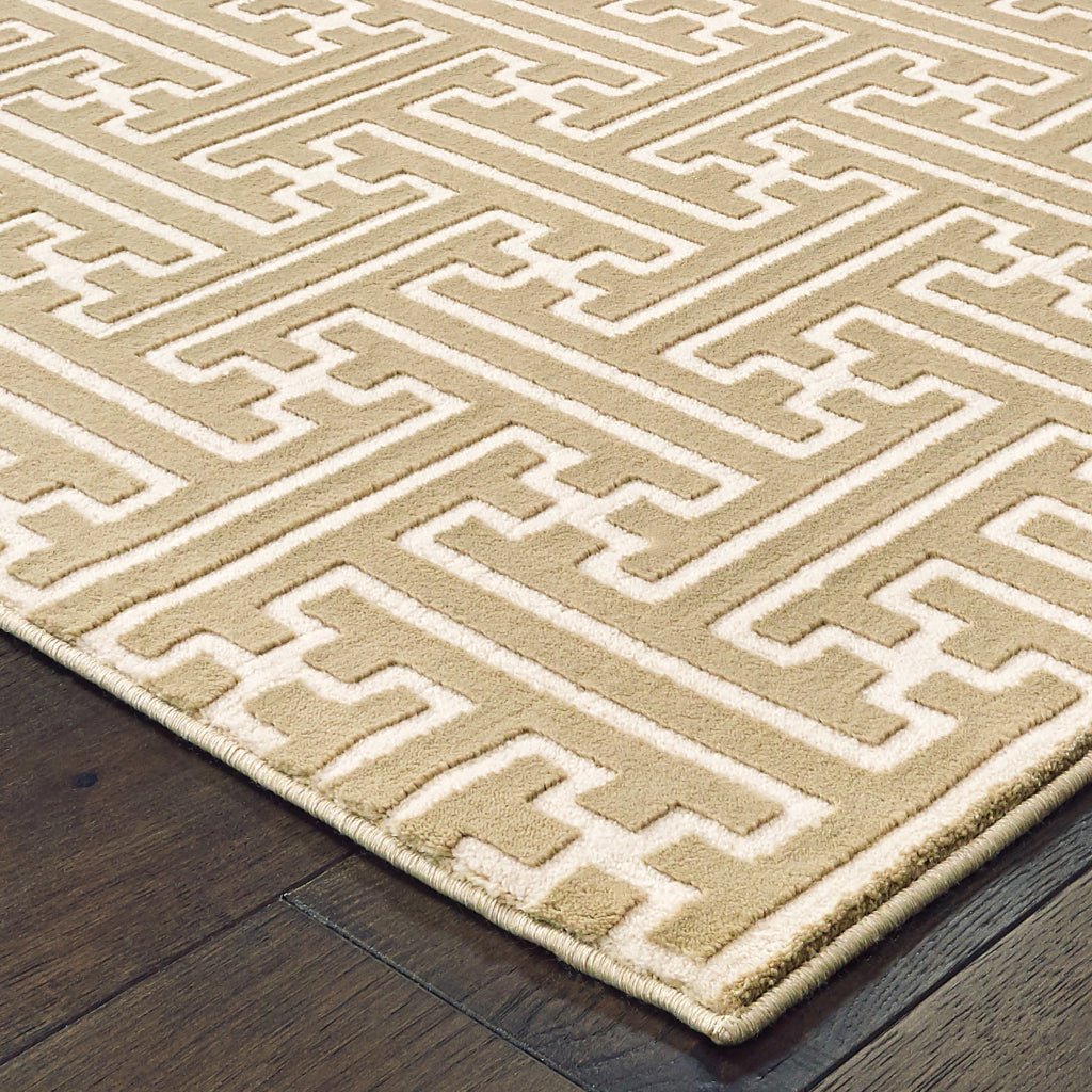 Oriental Weavers Bowen 1333Y Gold Rectangle Indoor Runner - Stain Resistant Machine Woven Rug-