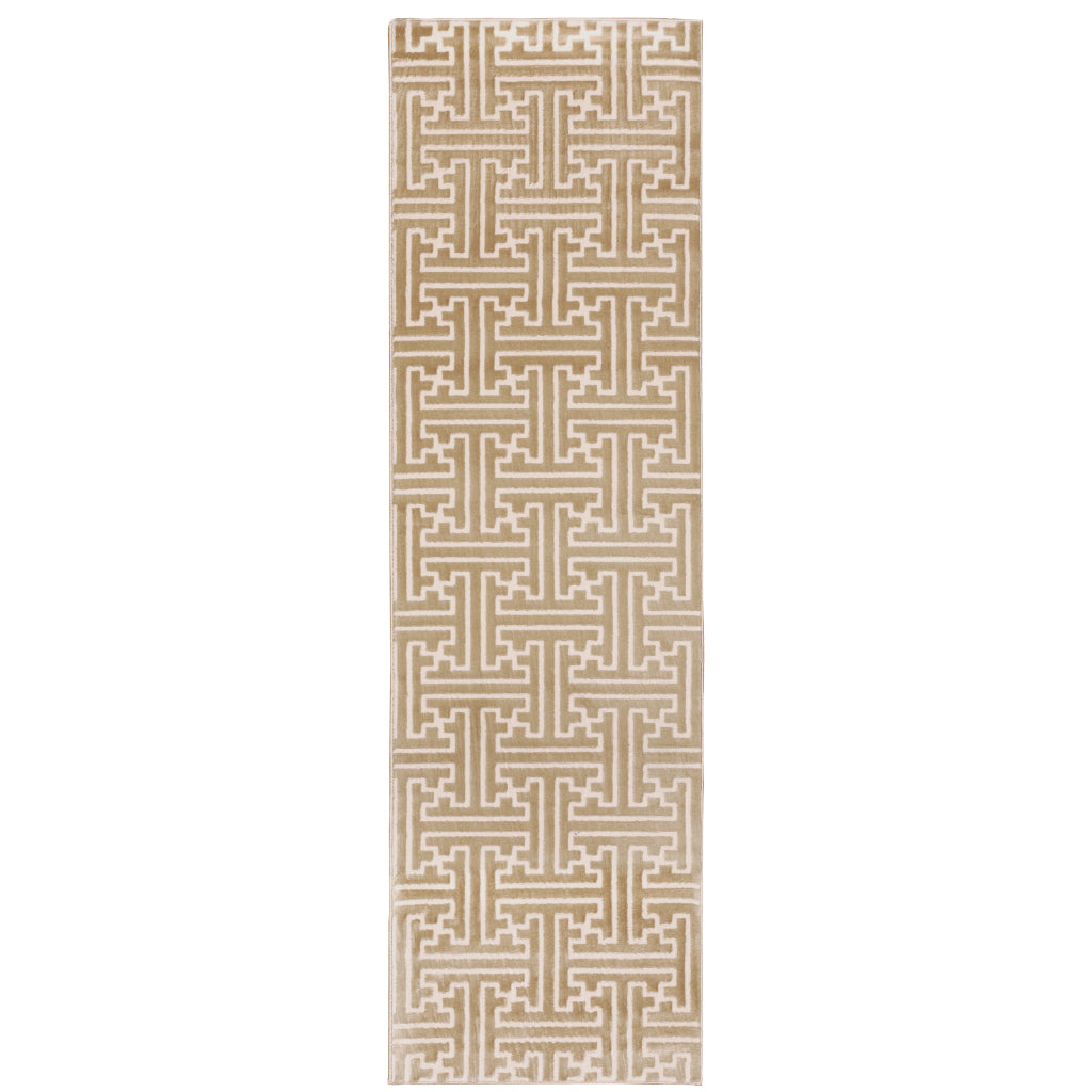 Oriental Weavers Bowen 1333Y Gold Rectangle Indoor Runner - Stain Resistant Machine Woven Rug-