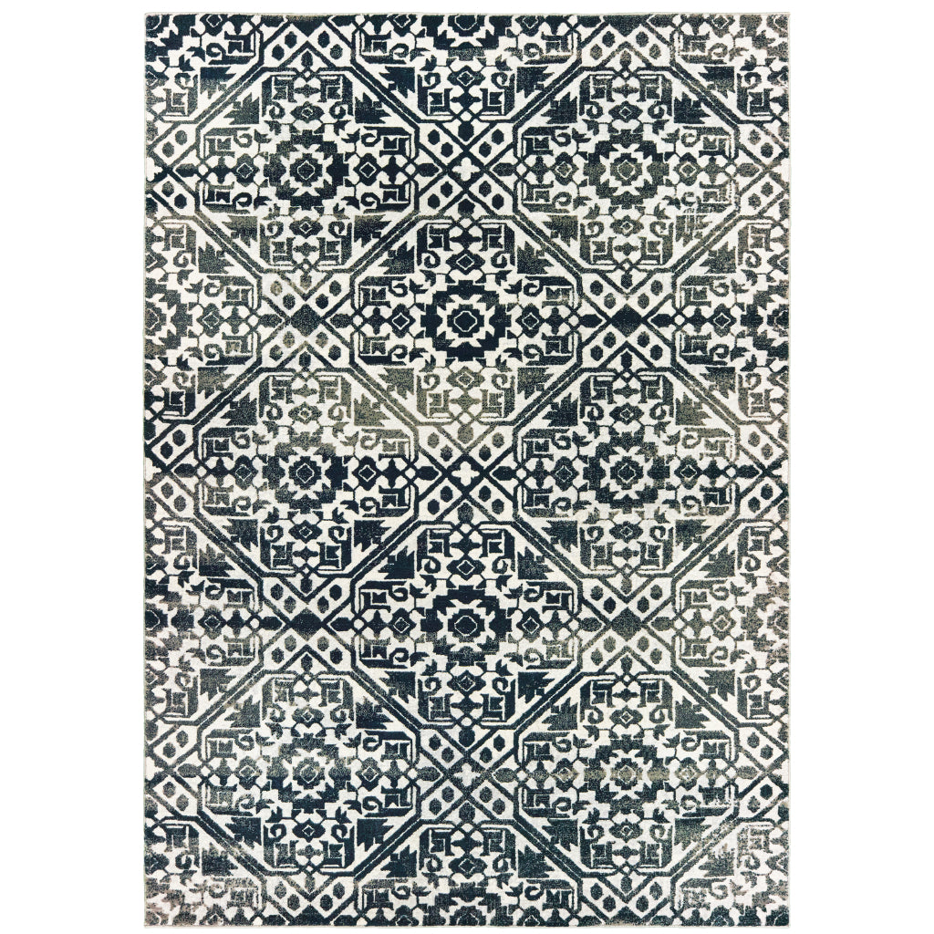 Oriental Weavers Bowen 5506E Navy Rectangle Indoor Area Rug - Stain Resistant Machine Woven Rug-