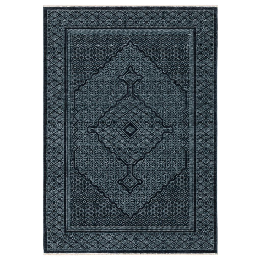 Oriental Weavers Capella CAP01 Blue Rectangle Indoor Area Rug Medallion Pattern-