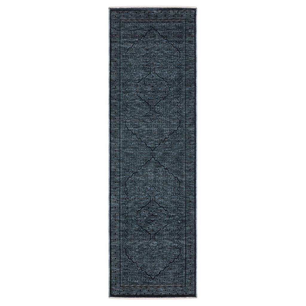 Oriental Weavers Capella CAP01 Blue Rectangle Indoor Runner Medallion Pattern-