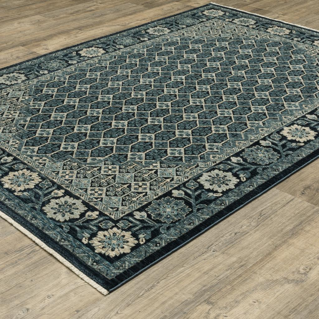 Oriental Weavers Capella CAP03 Blue Rectangle Indoor Area Rug Oriental Pattern-