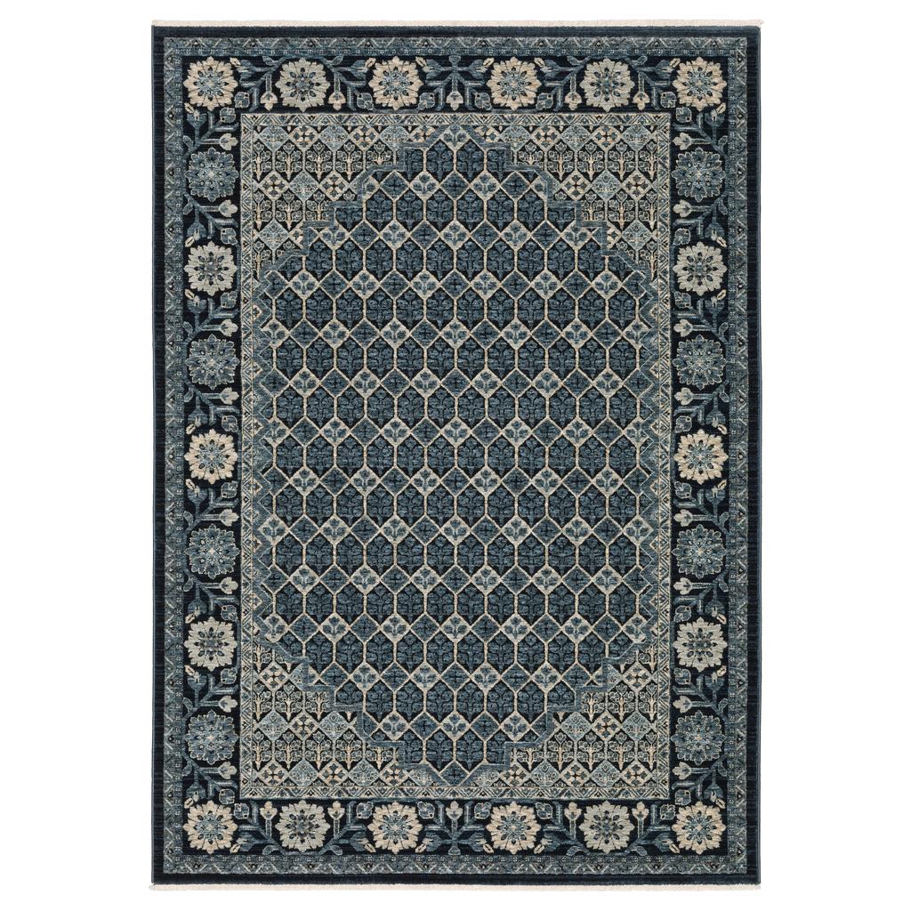 Oriental Weavers Capella CAP03 Blue Rectangle Indoor Area Rug Oriental Pattern-